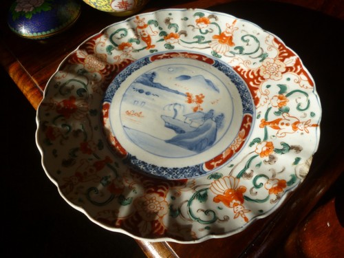 Imari japanese porcelain plate - porcelain,