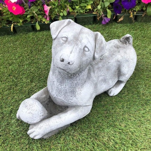 Concrete dog statue - concrete,