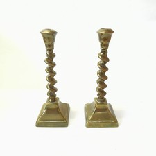 Pair Vintage Brass Candlesticks 20cm Tall Solid Heavy Alter Ritual Pagan Wiccan
