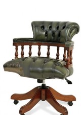 Chesterfield Captains Swivel Office Chair Antique Green
