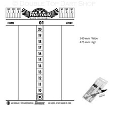 HARROWS PROFESSIONAL DRY WIPE SCORER BOARD DARTS MARKER 501 ETC WITH PENS LARGE