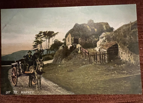 Antique postcard irish - irish, donkey