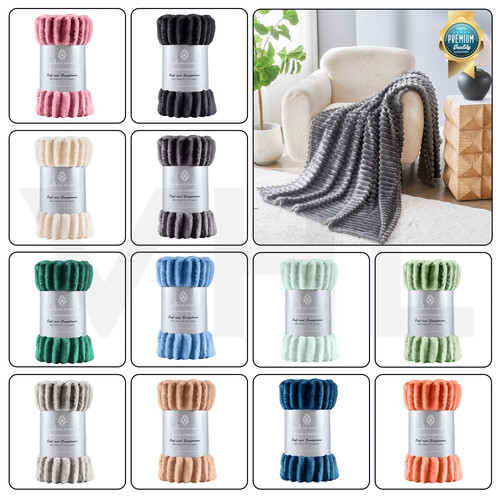 Ribbed throws fluffy fleece - fluffy,