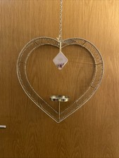 Large Shabby Chick Metal Hanging Heart Tea Light Candle Holder