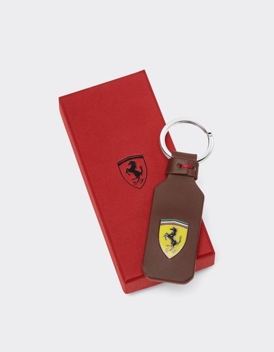 Ferrari brown leather keyring - leather,