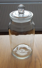 Vintage Ravenhead Glass Storage Jar/Canister with Ground Neck & Lid - 11 1/4"