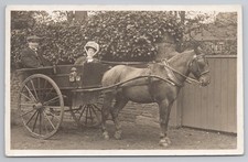 RPPC Couple in Pony Trap, Man & Woman in Gig, Horse Cart, Edwardian KEVII