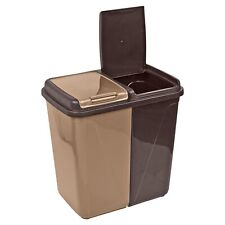90L Kitchen Recycling Bin/Laundry Basket 2 Compartment Waste Sorting Brown/Beige