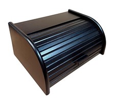 Big wooden bread bin box for kitchen 18 x 30 x 40 cm - Large Black