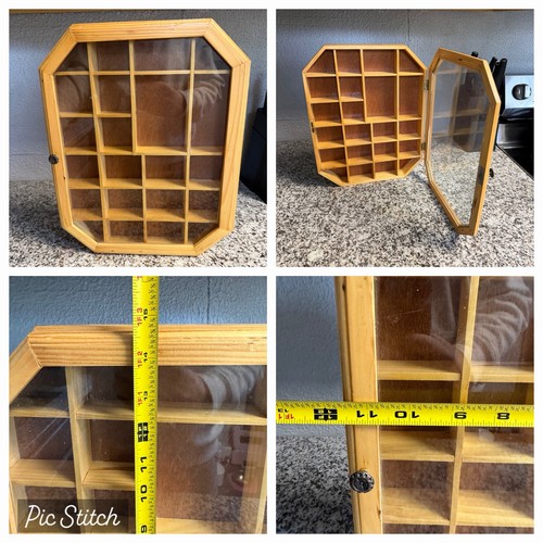 Vintage octagon wood glass - octagon,