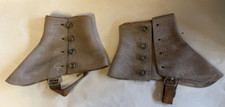 Vintage Wool 4 Button Leather Strap Spats