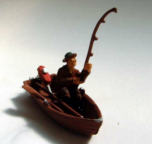 Rowing boat fisherman f136p - fisherman,