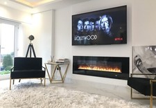 NEW 2025 UHD Electric MEDIA WALL Glass FIRE White Black Grey 50, 60, 72, 78 Inch