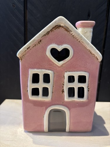 Pink heart tea light house - light,