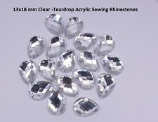 13*18 mm Sewing TEARDROP Flatback Rhinestones Sew On  CLEAR - Crystals 50 PCS