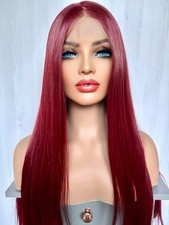 Dark Red Long Hair Wig Lace Front Copper Red Burgundy Hair