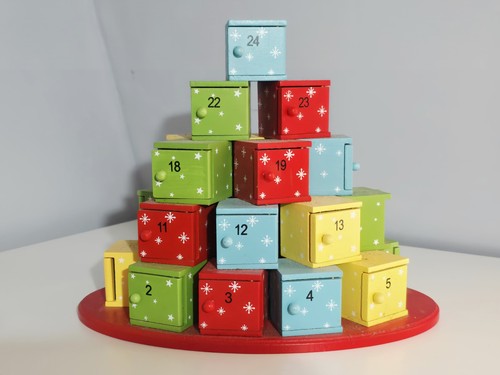 Vintage wooden advent calendar - vintage,