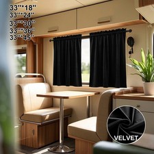 2 Panel Velvet Curtains RV Caravans Dinette Kitchen Cafe Short Tier Curtains