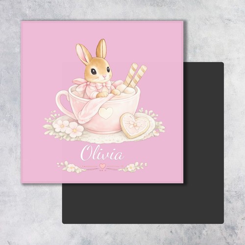 Pink square fridge magnet - pink,