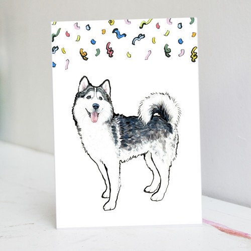 Husky birthday card siberian - husky,