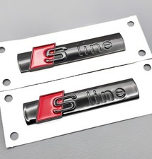 2x Audi S line Gloss Black Side Fender Rear Badge Self Adhesive Styling Emblem