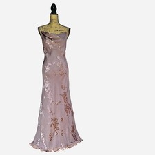 90s Y2K Maria Grachvogel Dusty Pink Bias Cut  Long Slip Dress UK 14/16 (US4)