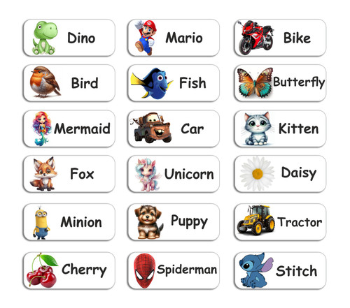 Custom name stick tags - stick, on