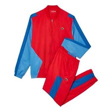 Lacoste Full Tracksuit Set Mens Red Blue Top Bottoms Size XL WH5223
