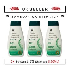 3 X Selsun Suspension Anti Dandruff Shampoo For Flaking Scaling & Itching 120ml