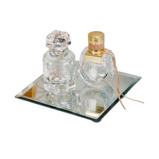 15cm Square Embossed Decorative Mirror Glass Display Candle Plate  Trinket Tray