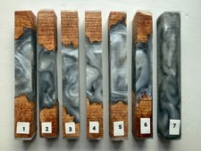 Resin and  Red Malee Burr pen blank - Silver Marble