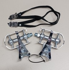 MKS Sylvan Road Pedals - with MKS Steel Toe Clips (medium) and Nylon Toe Straps