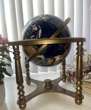 Large Collectors Semi Precious Gemstone With Compass Vintage Globe