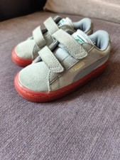 Puma Kinder-Fit Grey Real Suede Kids Toddler Boy Girl Trainers Size UK 6 EUR 23