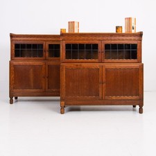 A Pair of Antique  Oak Glazed Bookcases C1920 By Minty Oxford