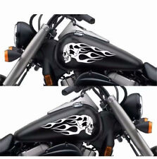 1Pair White Motorcycle Skull Flame Stripe Gas Tank Vinyl Sticker Decal 34x12.7cm