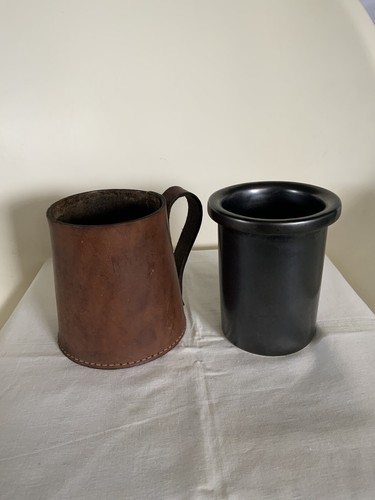 Vintage leather tankard mug - tankard,