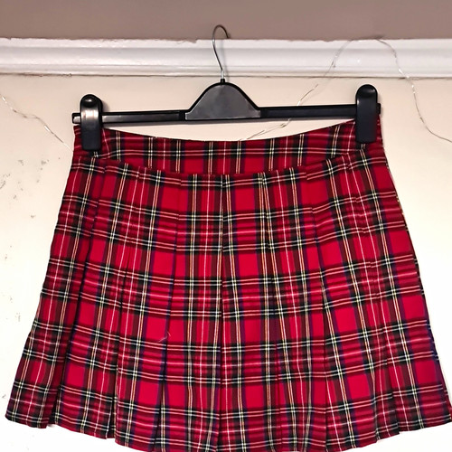 Fashion red tartan pleated - red,