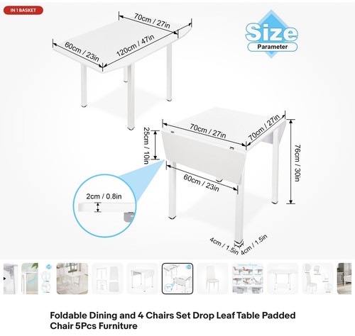 Foldable dining and - 4, chairs