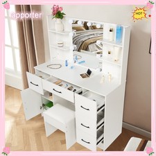 10 Light Bulbs LED Mirror For Woman White Makeup Vanity Dresser Table Desk USA