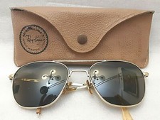  VTG AMERICAN OPTICAL AO 5 1/2 SUNGLASSES  GOLD FRAME LARGE SIZE & RAY BAN CASE