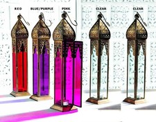 35cm Large Plain Moroccan Tall Tonal Glass Lanterns Tealight Holder Home Decor