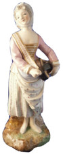 Antique 19thC Damm Earthenware Lady Musician Figurine Figure Steinzeug Figur