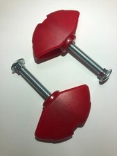 2x Qualcast Challenge Flymo Lawnmower Handle Wing Nut & Bolt Fixing Kit Red