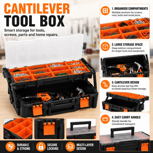 Cantilever tool storage box - cantilever,