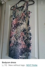 Floral Print Petite Midi Length Bodycon Dress Size 14 
