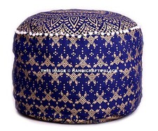 Indian Foot Stool Ottoman Round Pouf Ombre Mandala Cotton Floor Pillow Cover 22"