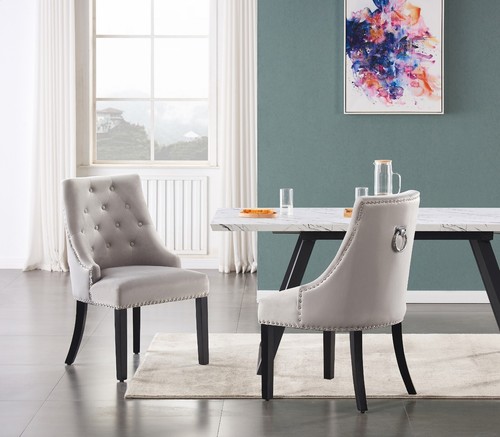 Light grey velvet - velvet, dining