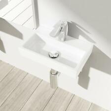 Durovin Cloakroom Wash Basin Sink Ceramic Wall Mounted Rectangle Small 385x240mm