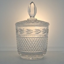 Galway Cut Crystal Glass Lidded Jar Biscuit Barrel Vintage Irish